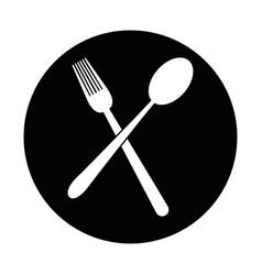 Crossed spoon and fork tool cooking kitchen icon vector image