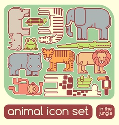 Jungle animals set vector image