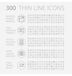 Icons line set hexagon thin vector image