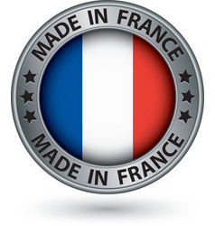Made in France silver label with flag vector image