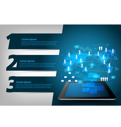 Virtual network process diagram on tablet vector image