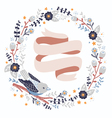 Bird and flowers wreath Bird and flowers wreath vector image