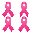 Set of pink breast cancer ribbons vector image