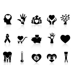 Black charity and donation icons vector image