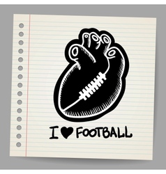 American football shaped heart vector image