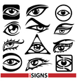 Eye signs and icons set vector image