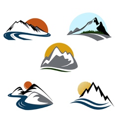 Mountains emblem set vector image
