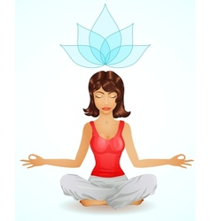 Beautiful brunette girl in meditation position vector image