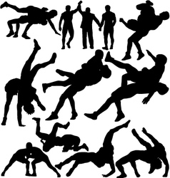 Wrestling silhouettes vector image