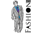 Sketch fashion handsome business man vector image