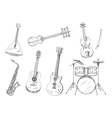 Sketchy musical instruments for arts design vector image