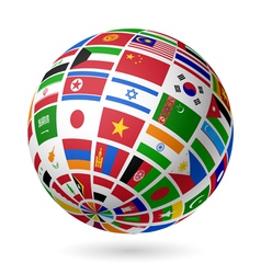 Asian flags globe vector image