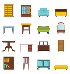 Set flat cartoon office and house furniture Set flat cartoon office and house furniture vector image