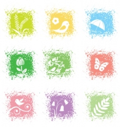 Set spring leaves icons vector image