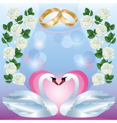 Wedding greeting or invitation card with swans vector image