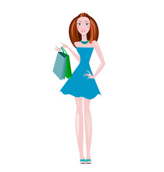 Girl with shopping bags vector image
