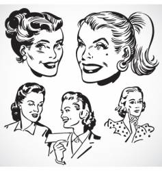 Retro women talking vector image