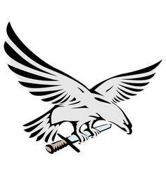 Flying eagle holding a sword vector image