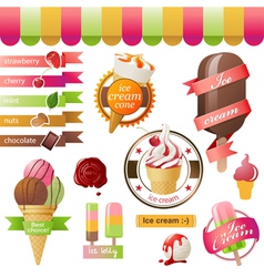 Stylized ice cream icons vector image
