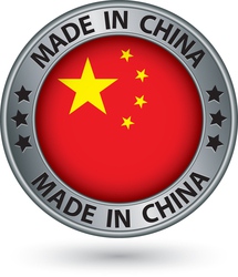 Made in China silver label with flag vector image