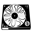 Retro turntable silhouette isolated with vinyl rec vector image