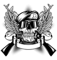 Skull in beret and two Kalashnikov guns vector image