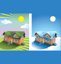 House in summer and winter vector image