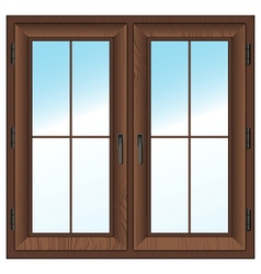Wooden closed double window vector image