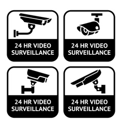 Cctv labels set symbol security camera pictogram vector image