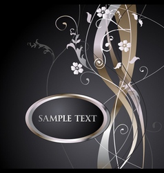 Metallic floral background label vector image