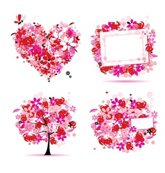 Summer pink tree frame vector image