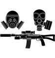 Sniper rifle and gas masks stencil vector image