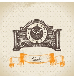 Vintage clock hand drawn vector image