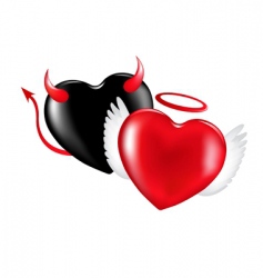 Angel and demon hearts Angel and demon hearts vector image
