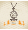 Vintage clock hand drawn vector image