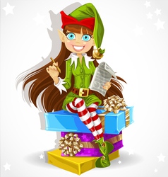 Elf and gift Royalty Free Vector Image - VectorStock