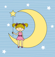 Girl sitting on the moon vector image
