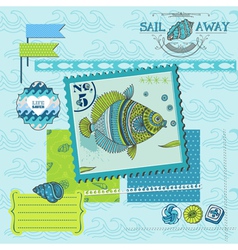 Tropical Fish and Sea Horse Theme vector image