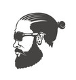 Man head with beard and mustache isolated on white Man head with beard and mustache isolated on white vector image