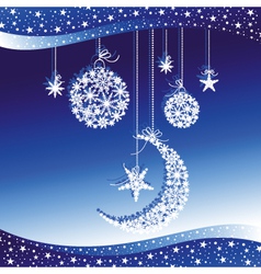 Merry christmas greeting card on blue background vector image