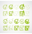 Set of hand-drawn check marks grunge checkmarks vector image
