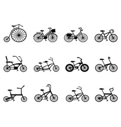 Bicycle silhouettes set vector image