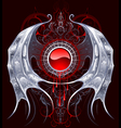 Round banner with silver wings vector image