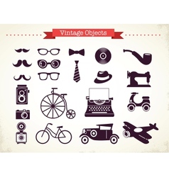 Vintage hipster objects collection vector image
