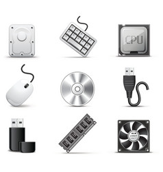 Computer parts bw series vector image