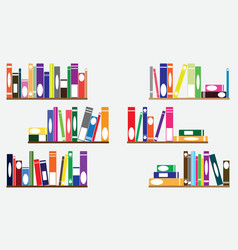 Books on shelves vector image