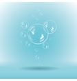 Blue soap bubbles on white background vector image