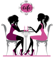 Two girls in cafe Two girls in cafe vector image