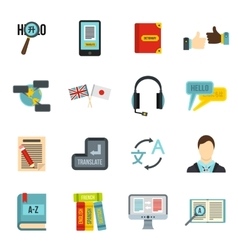 Multilanguage translator flat icon set Royalty Free Vector