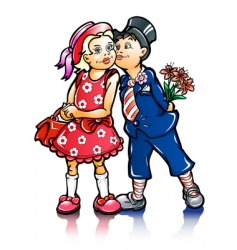 Couple of small kissing children vector image